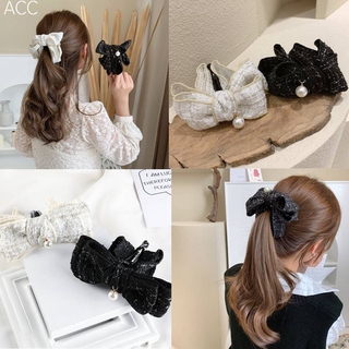 Kẹp tóc nơ đính ngọc trai đơn giản phong cách Nhật Bản