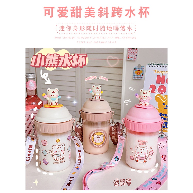 Bình Nước Giữ Nhiệt Trong Suốt 480Ml Kiểu Dáng Đáng Yêu Ngộ Nghĩnh