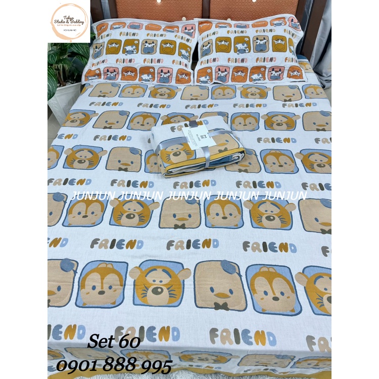 N26_SET Chăn Ga Gối vải Xô Organic cotton dòng cao cấp