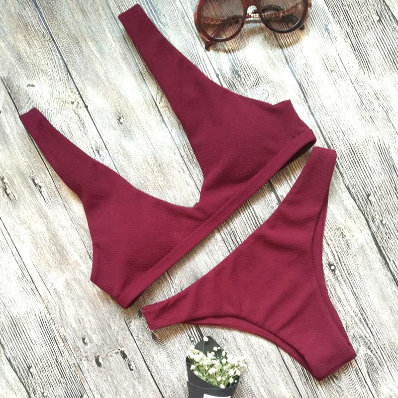 Bikini nữ phối dây màu trơn gợi cảm | BigBuy360 - bigbuy360.vn