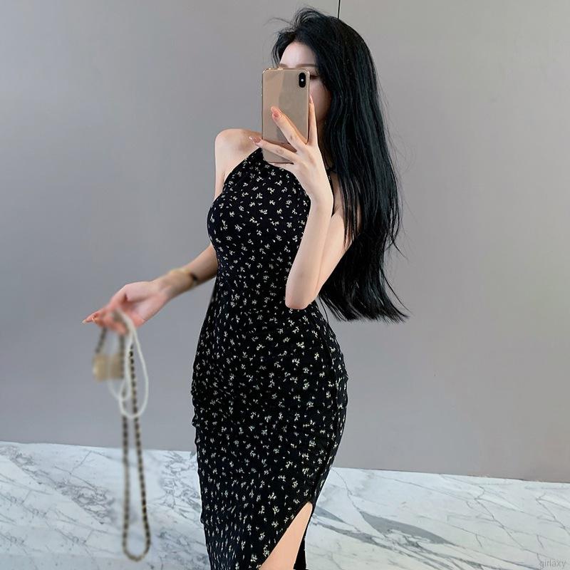 Đầm Hai Dây Xẻ Tà Họa Tiết Hoa Thời Trang Mùa Hè Quyến Rũ Cho Nữ