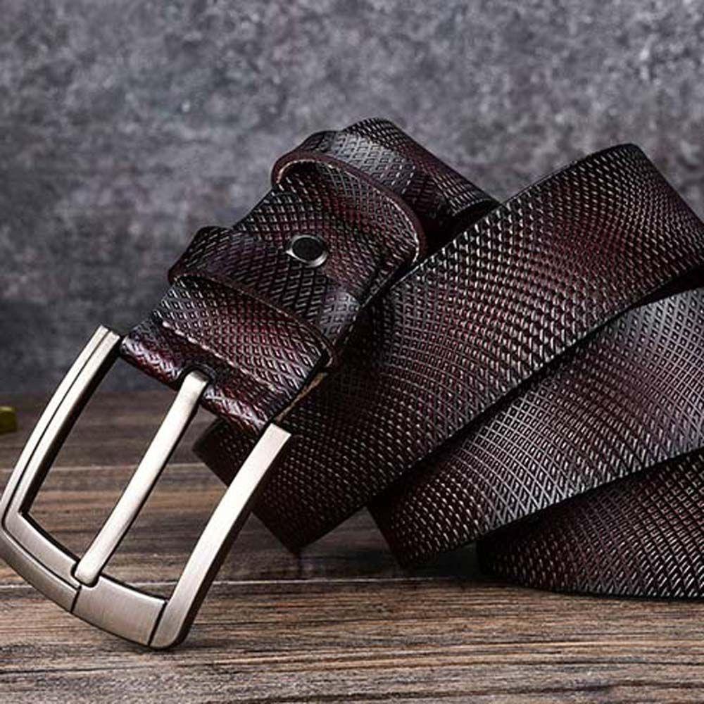 Thắt Lưng Da Bò Màu Đen Ngà Phong Cách Cao Bồi Cho Nam