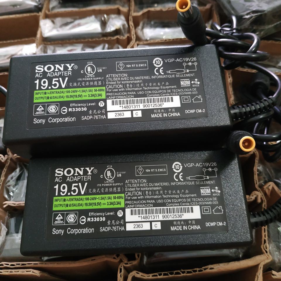 Sạc Laptop Sony Vaio Chính Hãng 19.5V - 4.7A - 90W Tặng kèm dây nguồn