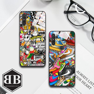 Ốp lưng kính cường lực Vsmart Active 3 hình graffiti đa sắc màu