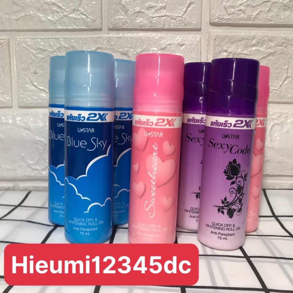 [Hàng chính hãng] Lăn Khử Mùi Trắng Da 2X Ustar Thái Lan 75ml.