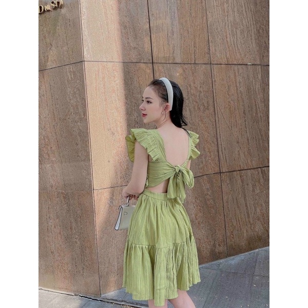 ĐẦM HAI DÂY CÁNH TIÊN CHẤT XỐP BUỘC NƠ LƯNG ( có mod )