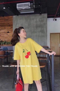 Đầm thun in hình trái cây( hình thật ở cuối)