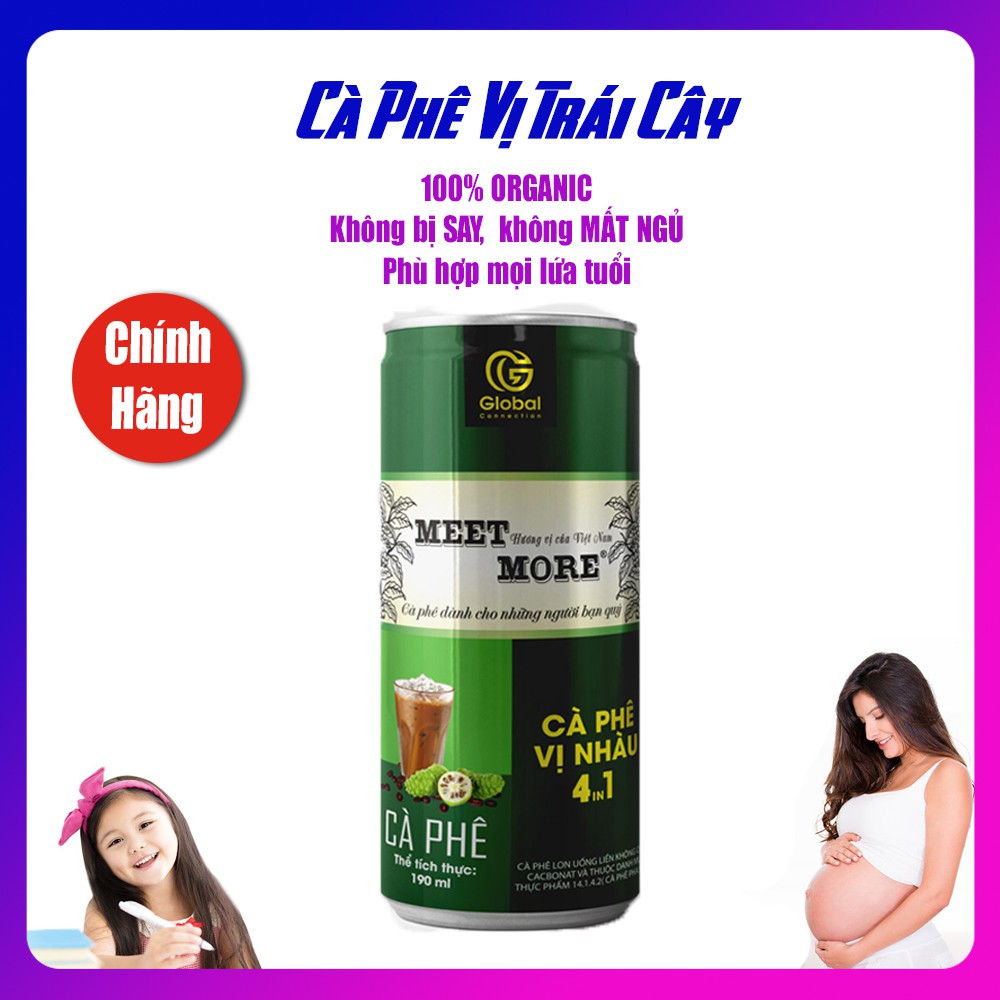 [Meet more] Cà phê vị quả nhàu 4 in 1 lon 190ml