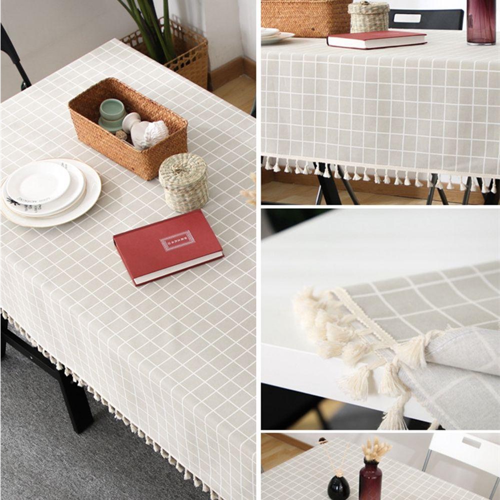 Khăn Trải Bàn Chất Liệu Cotton Lanh Hình Chữ Nhật Họa Tiết Kẻ Sọc Màu Vàng Chống Bụi Trang Trí Nhà Cửa / Khách Sạn / Nhà Bếp