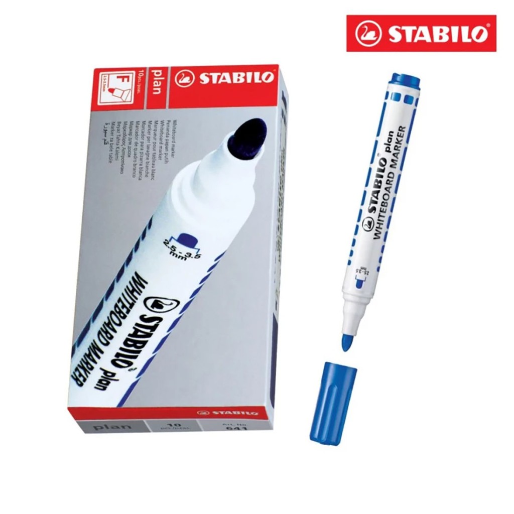 Hộp 10 Bút viết bảng đầu tròn STABILO Plan WHITEBOARD MARKER (WM641/10)