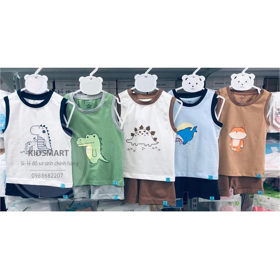(Mompa) Bộ ba lỗ in hình cotton organic(1y đến 5y)