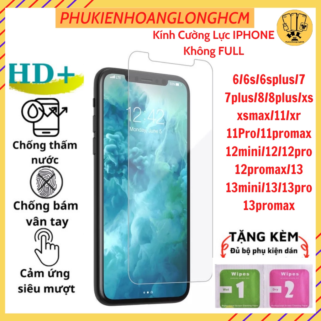 Kính cường lực trong suốt đóng hộp, loại đẹp cho các đời iPhone