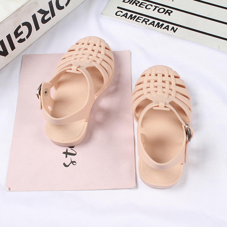 SANITKUN Giày sandal khoét lỗ màu trơn thời trang mùa hè xinh xắn dành cho bé trai và bé gái
