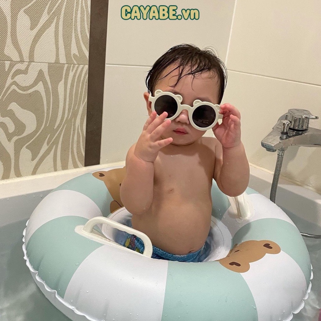 Phao bơi ngồi chống lật xỏ chân cho bé Barrot gấu nâu Brown Hàn Quốc màu xanh mint - nâu