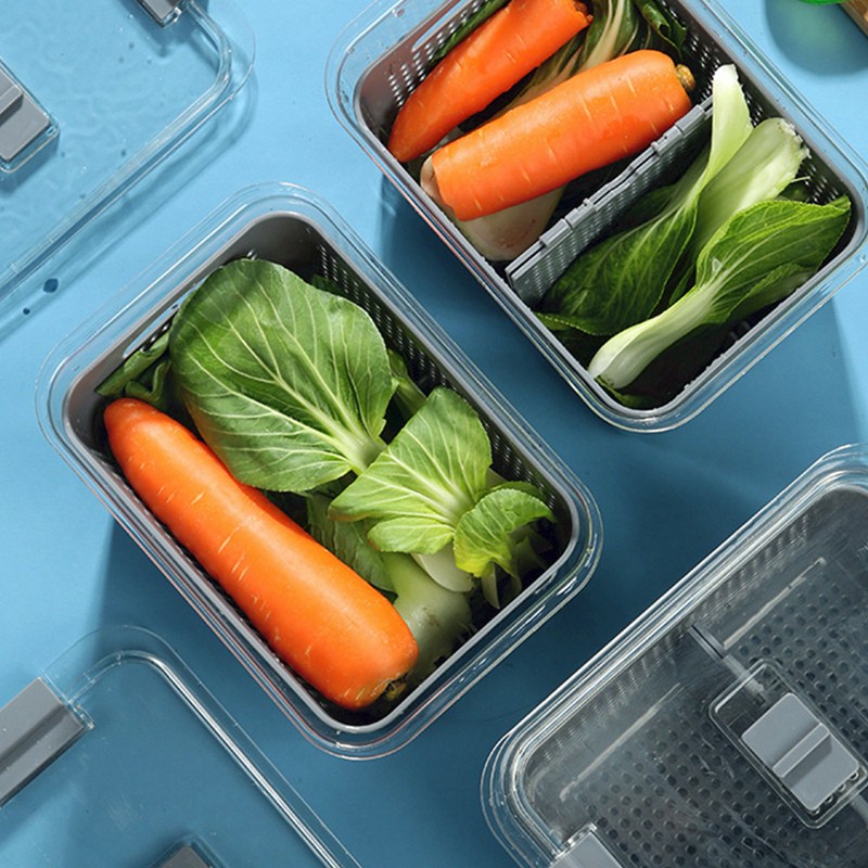 20X13.5X11.5cm Kitchen Fresh-Keeping Box Drain Food Container-2