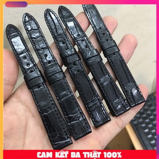 Dây đồng hồ da cá sấu màu đen cao cấp- Dành cho nữ