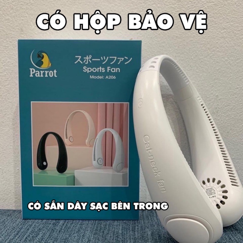 Quạt đeo cổ mini không cánh, 3 cấp độ gió, sạc pin dung lượng 4000mAh, gió đa chiều, bảo hành 12 tháng