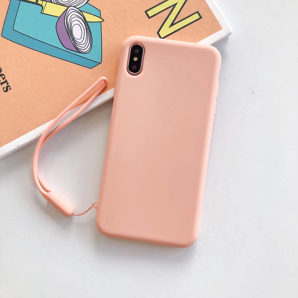 Ốp điện thoại TPU mềm màu kẹo có dây co giãn cho IPhone X XR XS max | BigBuy360 - bigbuy360.vn