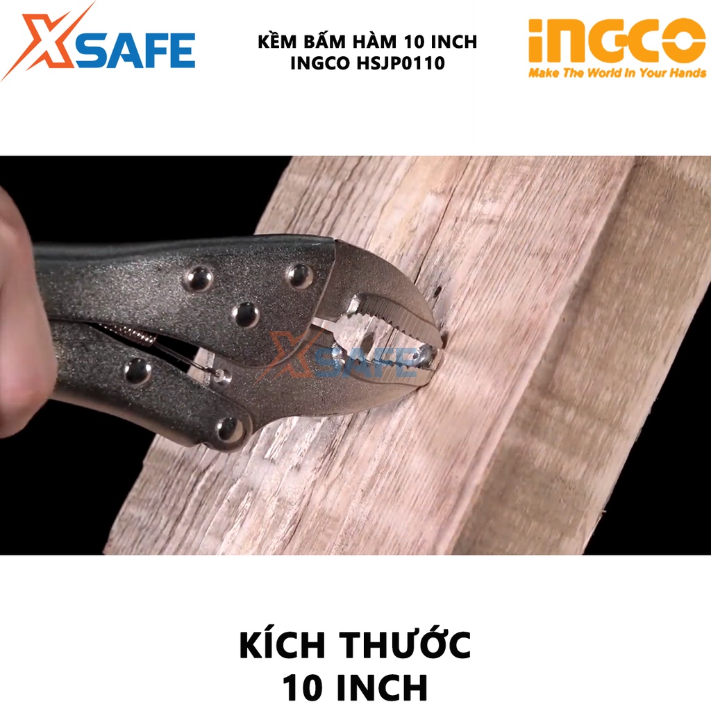 Kìm bấm hàm INGCO HSJP0110 Kềm bấm chết size 10 inch, thép Cr-V mạ Niken siêu bền