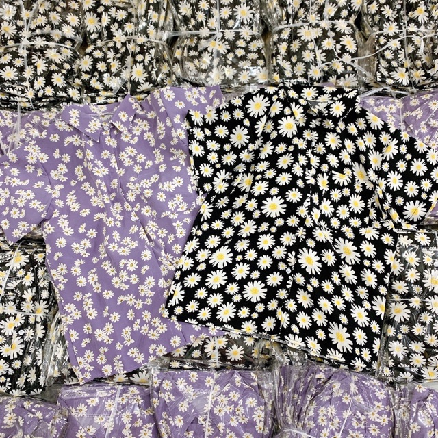 áo sơ mi hoa cúc tay ngắn thời trang