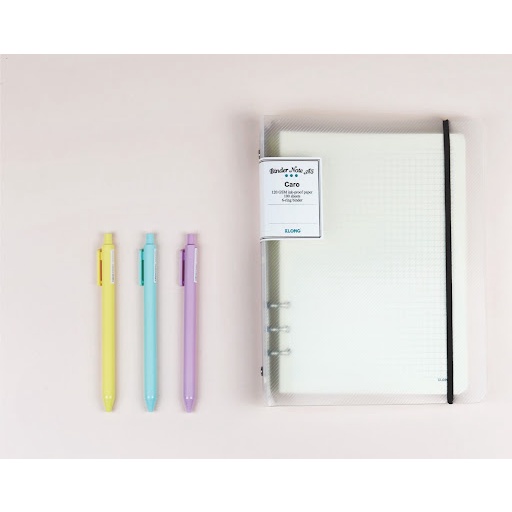 Sổ Binder File Caro - Dot - Kẻ Ngang nhựa kẹp còng  khổ A5 (148 x 210) mm - 100 tờ