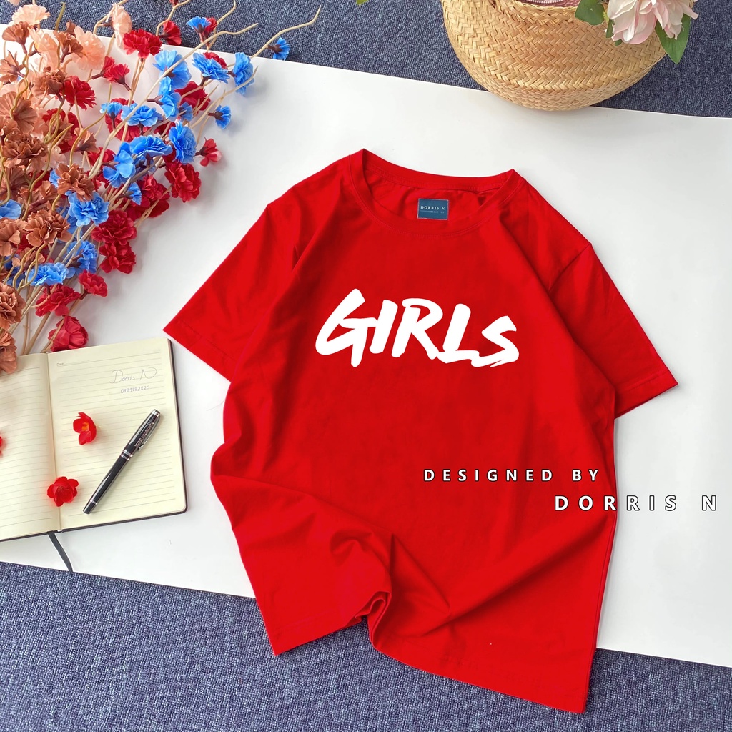 [Mã SKAMFSW175 giảm 10K đơn 50K] Áo phông in chữ GIRLS chất liệu cotton 100% form rộng cá tính co giãn 4 chiều
