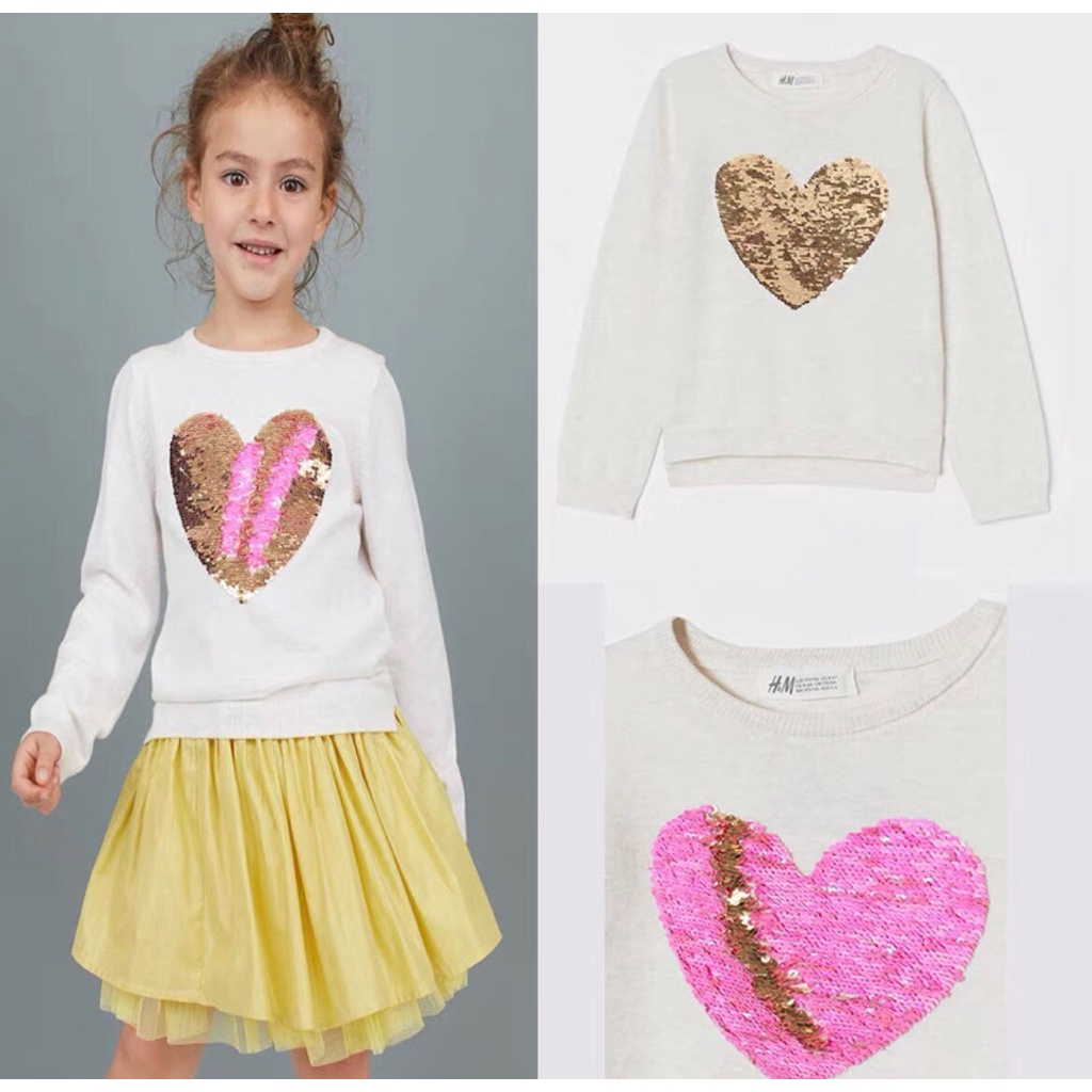 [GIÁ SỈ]Áo len cho bé xuất dư đính cườm đổi màu, Áo len Hm bé gái 2-10 tuổi chất liệu len mỏng mượt không bai xù