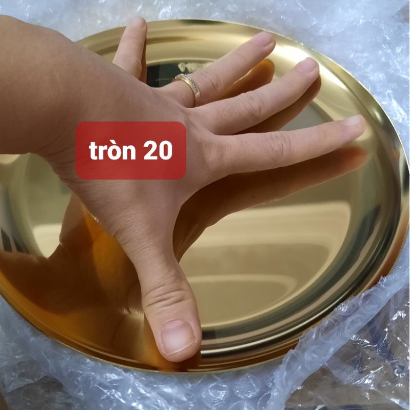Khay kim loại tròn TAMUSHOP92 Đĩa inox vàng đựn mỹ phẩm trang sức filler botox