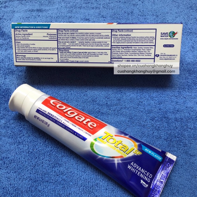 Kem đánh răng Colgate Total SF Advanced Whitening, Sensitivity Relief 181 g của Mỹ (Mẫu mới)