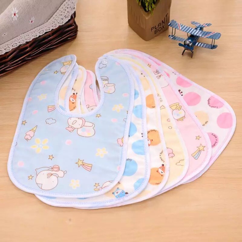 Yếm ăn dặm chống thấm có khuy bấm 100% cotton DD217