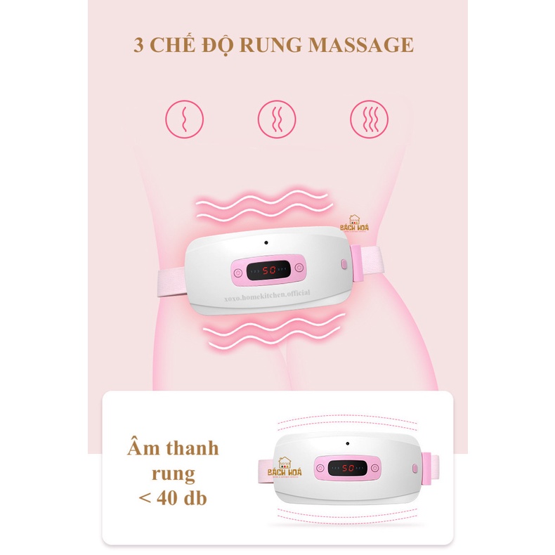 Máy Massage Bụng Giảm Mỡ Bụng Giảm Cân 3 Cấp Độ, Túi Chườm Nóng Đau Bụng Kinh Cho Nữ Màn Hình Hiển Thị Nhiệt Độ Sạc Pin