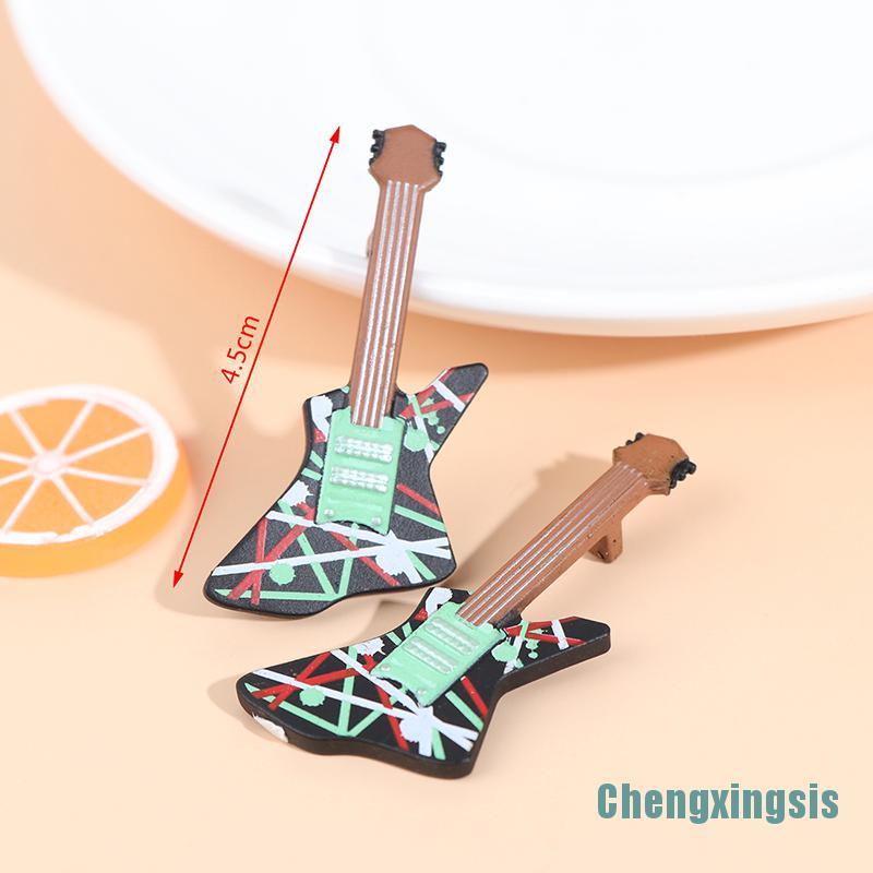 Set 2 Mô Hình Đàn Guitar Mini Tỉ Lệ 1: 12 Trang Trí Nhà Búp Bê