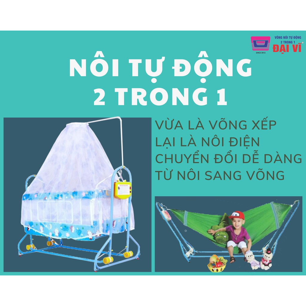 (Siêu RẺ) Nôi điện cao cấp Đại Vĩ - Nôi giường 2 tầng - Tặng kèm võng 🔔