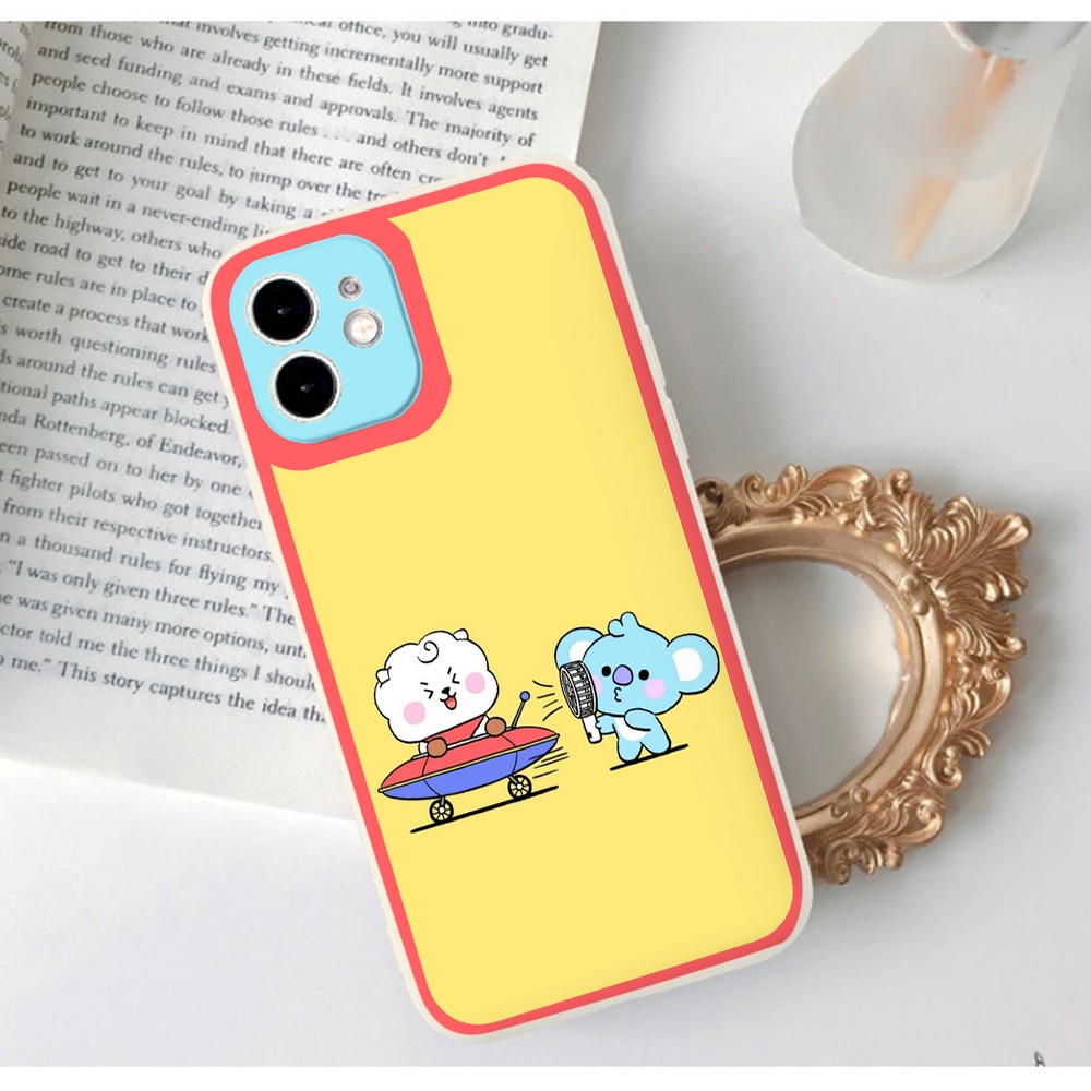 Ốp iphone - Ốp lưng iphone cạnh vuông viền camera đôi bạn cầm quạt dành cho ip 6 đến 14promax - ng169