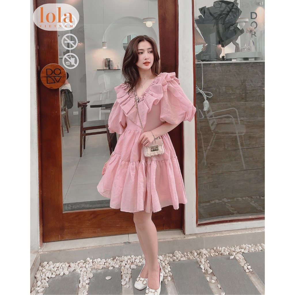 Váy Công Chúa Baby Doll LOAL VIETNAM Thiết Kế Xòe 2 Tầng Cổ Tim Bánh Bèo Đầm Nữ Tay Phồng DA06