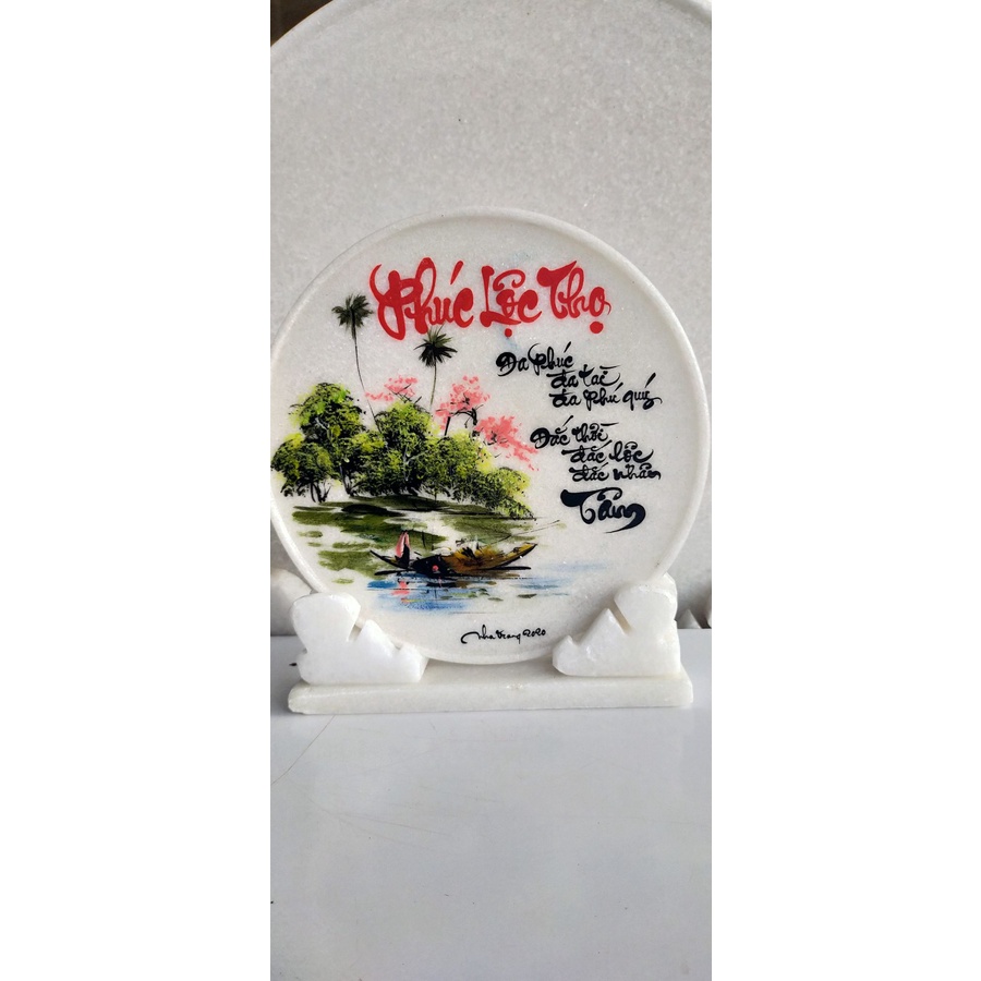 Thư pháp trên đĩa đá 💯% tự nhiên, , shop nhận làm theo yêu cầu quý khách, giá gốc tại