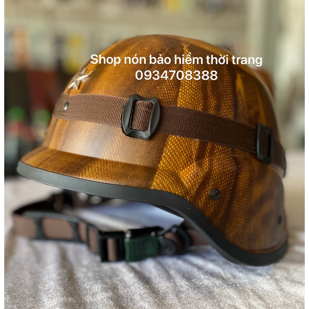 NÓN BẢO HIỂM LÍNH ĐỨC VÂN GỖ CAO CẤP