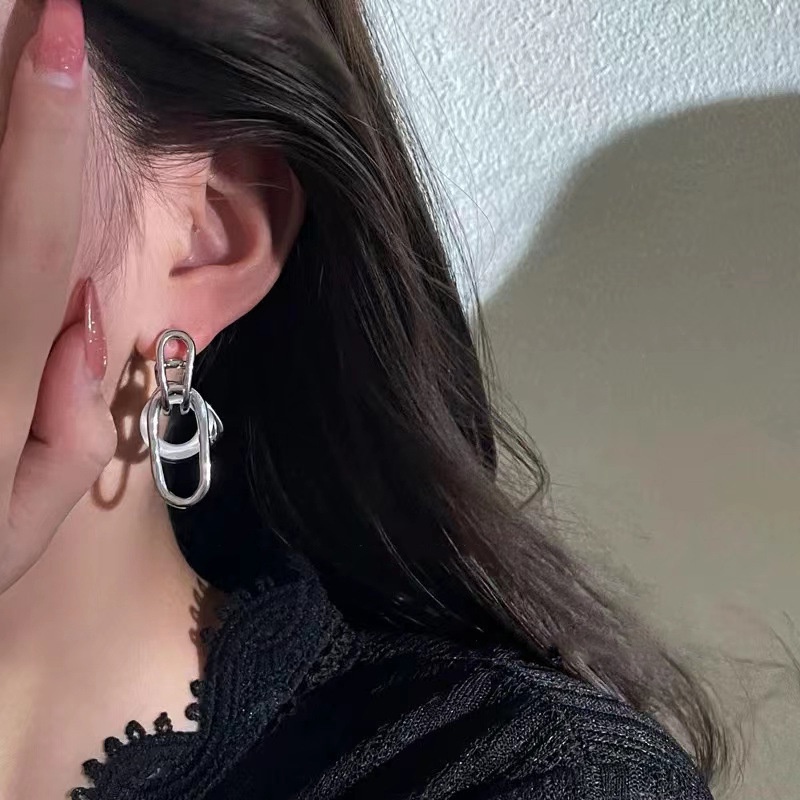 Bông tai hình tròn bằng kim loại phong cách thời trang harajuku 19a1716