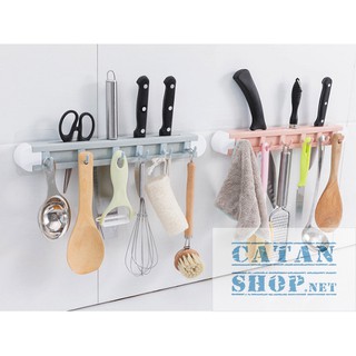 ❤️HOT HOT❤️Giá kệ để dao kéo dán tường Kèm 6 móc treo đồ phòng bếp không cần khoan tường. GD315-GacDaoLM