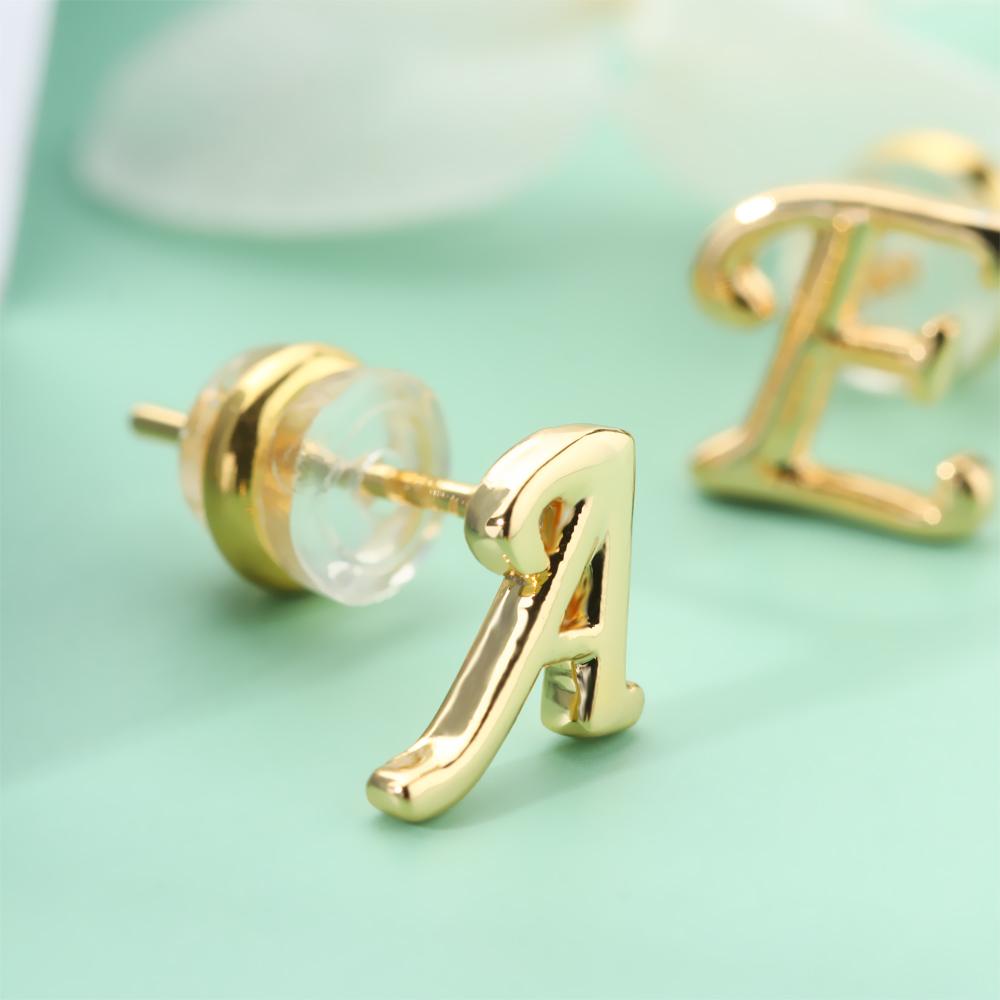Bông Tai Mạ Vàng 18K Hình Chữ Cái Sang Trọng|Bông Tai Mạ Vàng Thời Trang Cá Tính