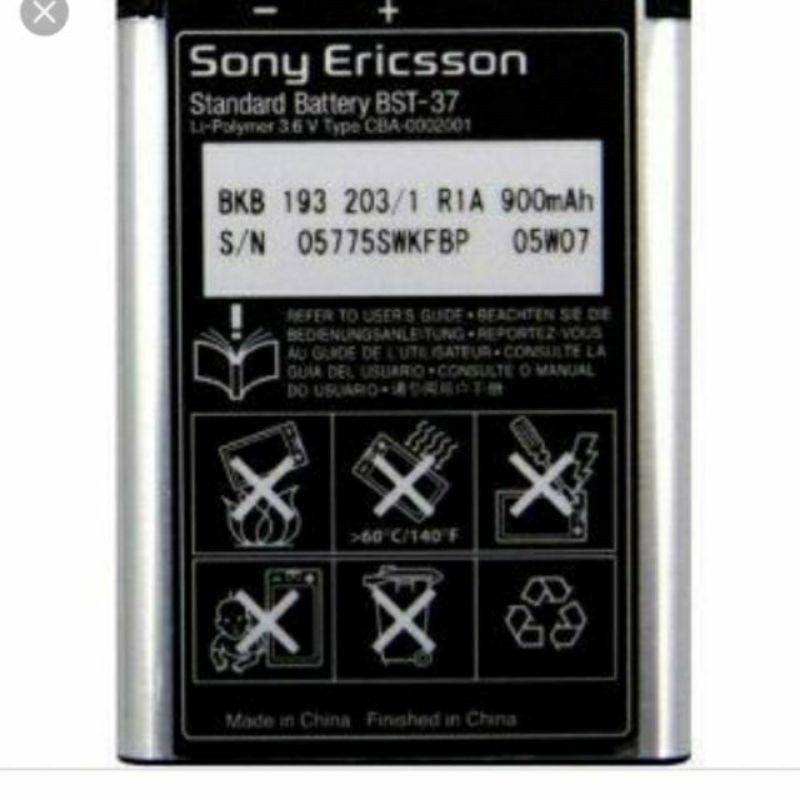 Pin SE BST-37 cho Sony Ericsson W350i, K750i, bảo hành 6 tháng.