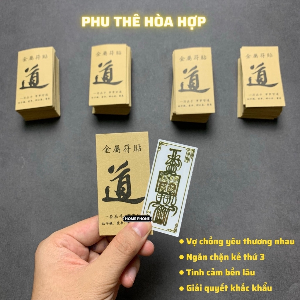 Miếng dán điện thoại tài lộc may mắn thần tài phong thủy linh phù mạ vàng