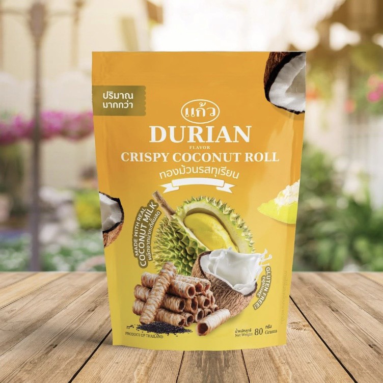 Bánh Cuộn Dừa Nhập Khẩu Thái Lan Vị Sầu Riêng Túi Zip