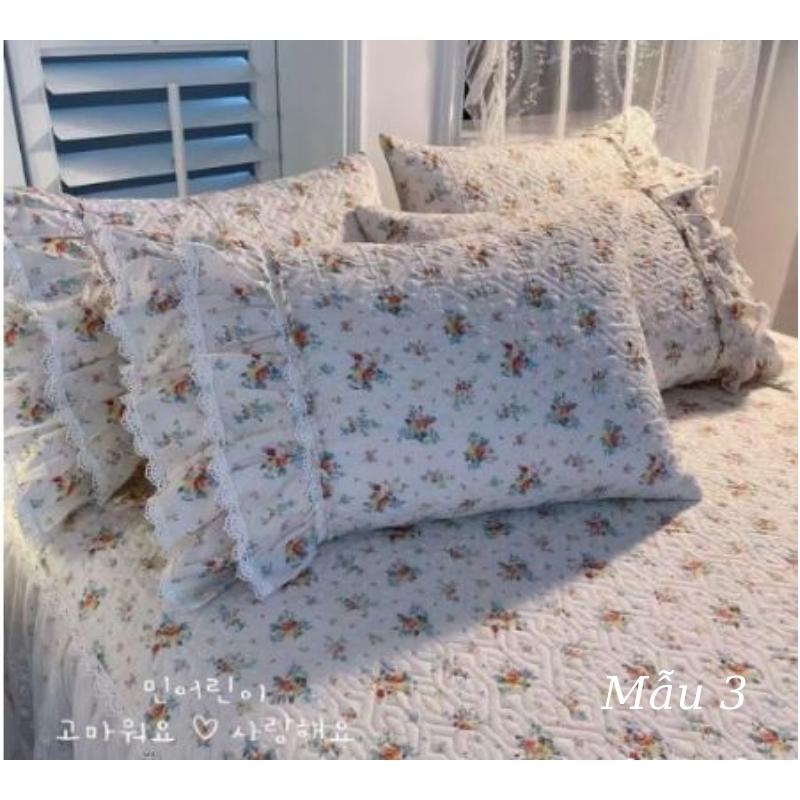 Set Ga Gối Phủ Chân Giường Chần Bông Hoạ Tiết Hoa Nhí Hàn Quốc TUTI MOMMY