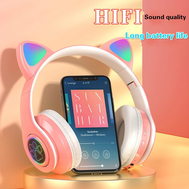 Tai Nghe Mèo Kết Nối Bluetooth Chụp Tai,Headphone Tai Mèo Dễ Thương Có Mic,Âm Bass Mạnh Mẽ[Bảo Hành 12tháng | BigBuy360 - bigbuy360.vn