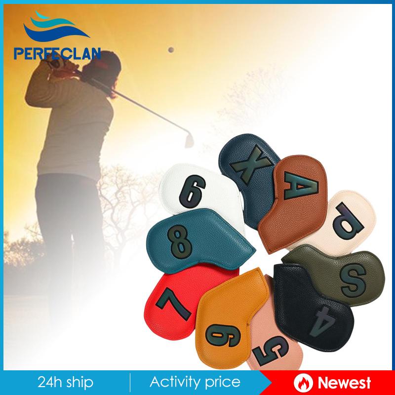 Set 10 Bao Bọc Đầu Gậy Đánh Golf Bằng Da PU Chống Trầy Xước