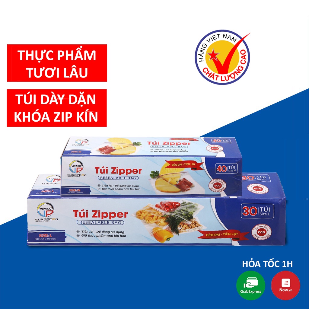 Túi Zip Đựng Thực Phẩm Tái Sử Dụng Bảo Quản Đồ Khô, Thức Ăn, Rau Củ Quả Trong Suốt Bọc Trong Tủ Lạnh An Toàn Sạch Sẽ