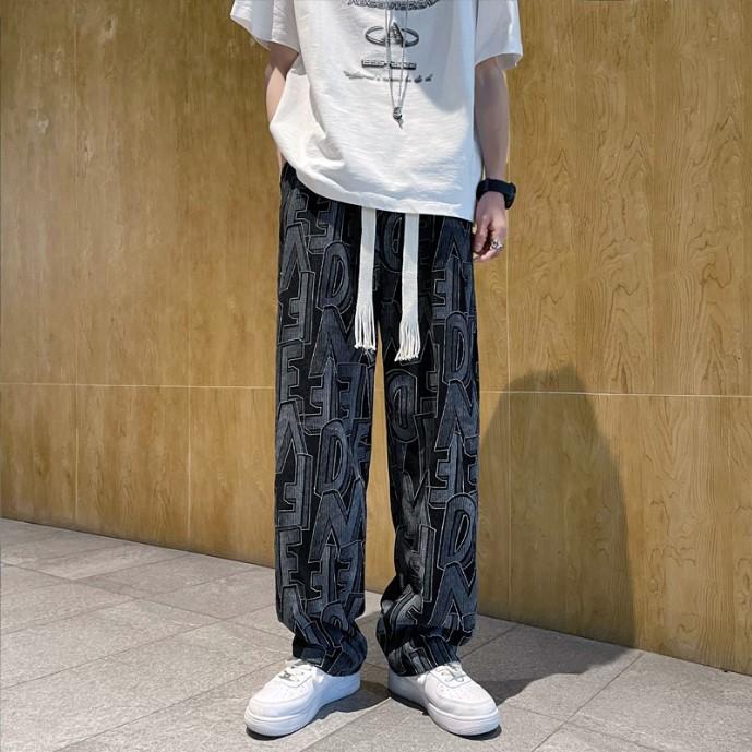 Quần nhung tăm ống rộng nam nữ unisex lưng eo bản to màu đen xanh xám họa tiết đẹp quảng châu cao cấp pon.mens