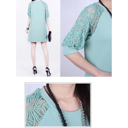 Đầm suông nữ phối ren tay, áo dáng dài da01