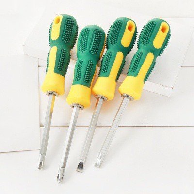 Tua vít 2 đầu  Cán nhựa chống trượt màu vàng xanh dài 18cm, cầm tay nhỏ gọn tiện lợi